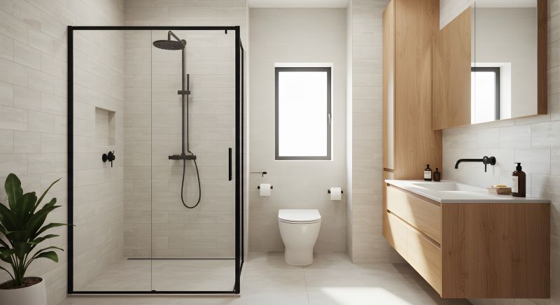 Neutral Bathroom with Matte Fixtures